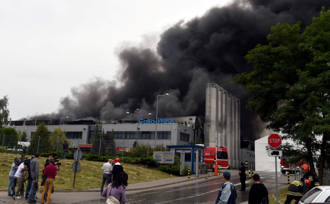 Pożar fabryki w Łodzi