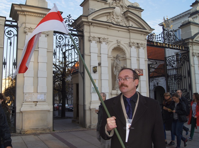 Wiaczesław Siwczyk na demonstracji w Warszawie, fot. PolskieRadio.pl