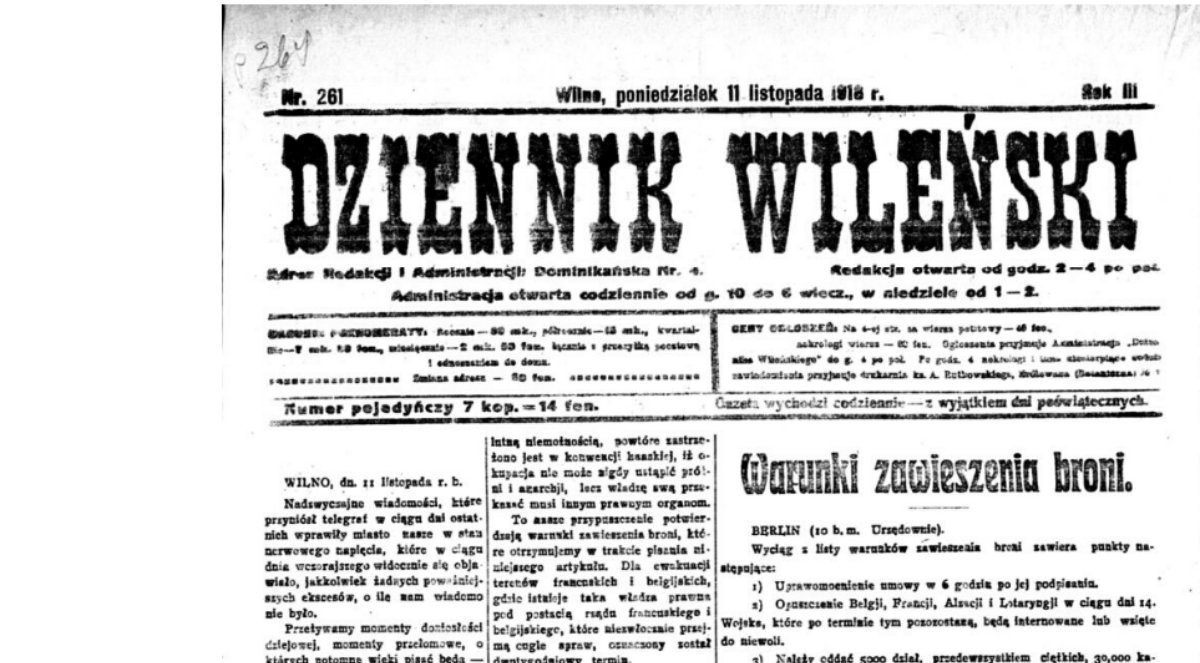 11 listopada 1918 roku na łamach gazet z epoki