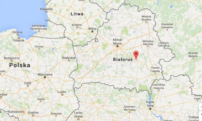 Lokalizacja Bobrujska (czerwony znacznik).  Źródło: Google Maps